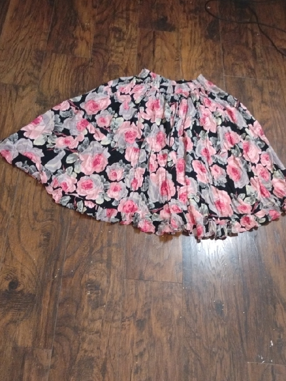 Nostalgia Black Skater Skirt with Pink Rose Print
